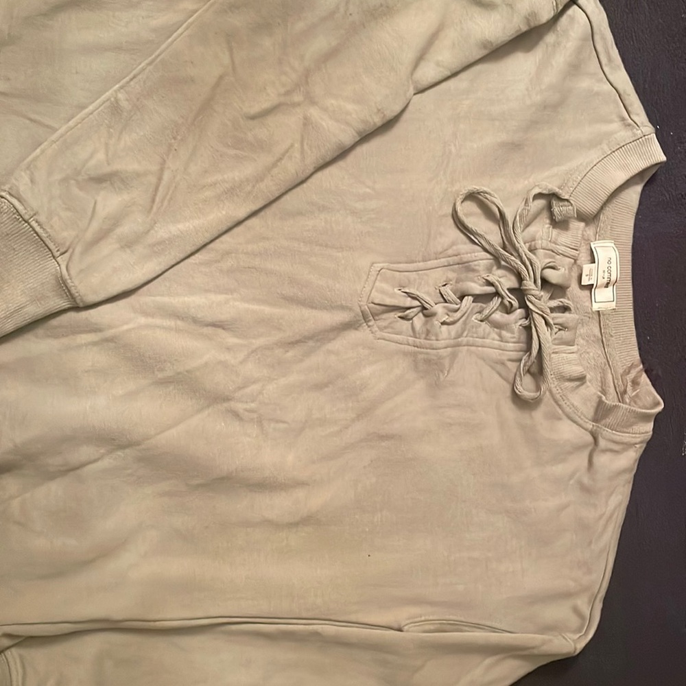 No Comment Olive green tie up sweat shirt